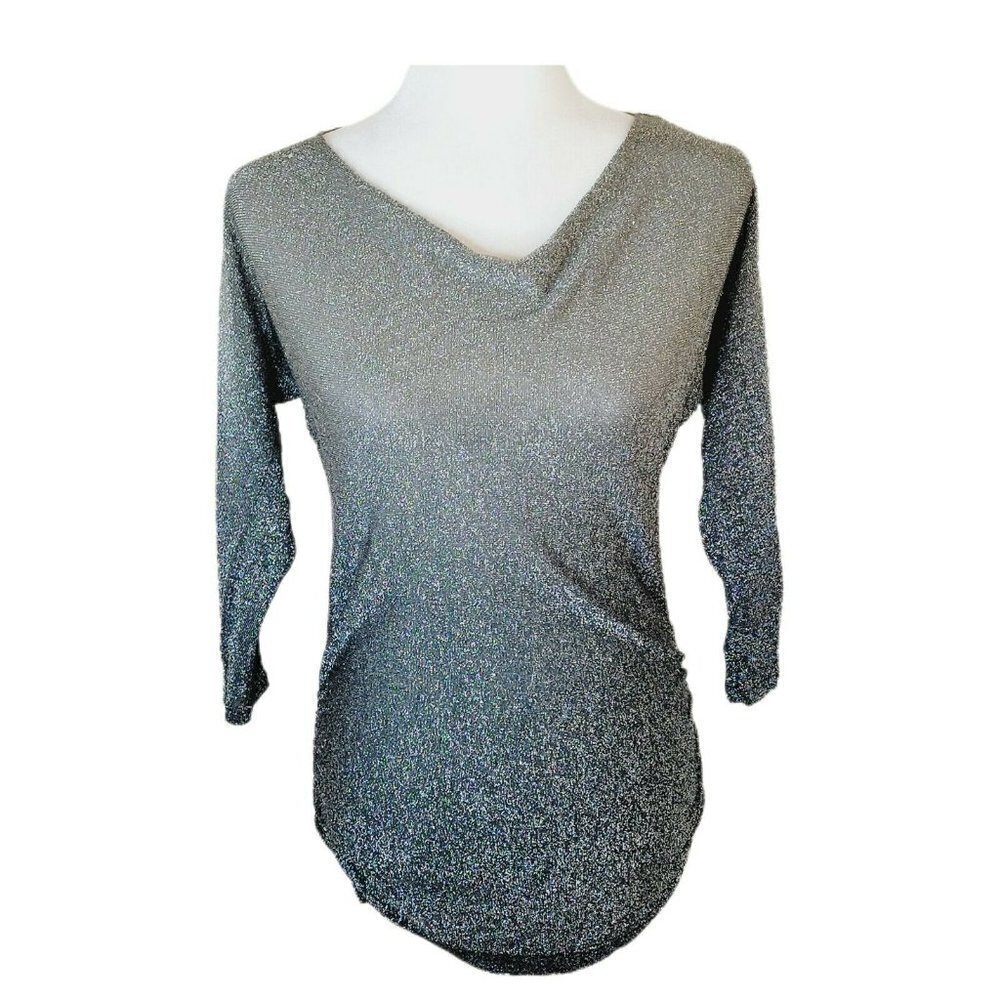Cache Ombre Metallic Cowl Neck Ruched Tunic Size X-Small